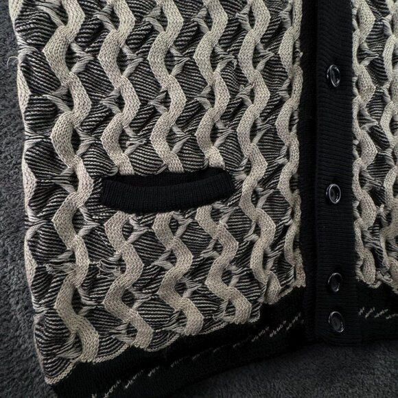 COOGI Australia Authentic Women Cardigan XL Pure Wool Ivory Black Buttons 3D - Picture 12 of 16